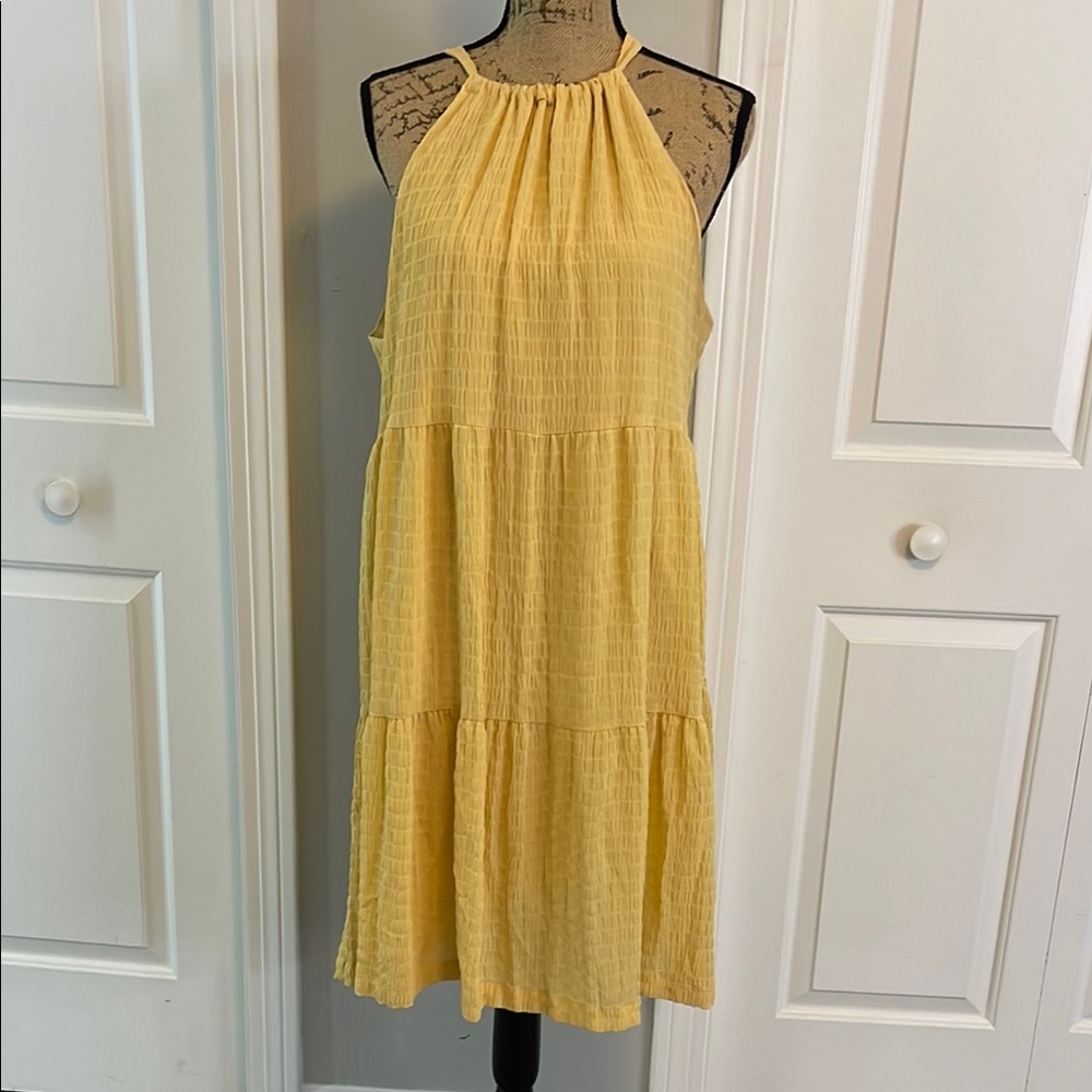 A New Day Yellow Tiered Sundress with Halter Neckline